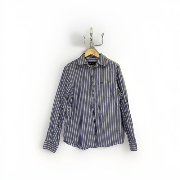 Y2K Armani Jeans Striped Button Shirt AJ Logo Men’s XL L Vintage 2000s - Picture 1 of 11